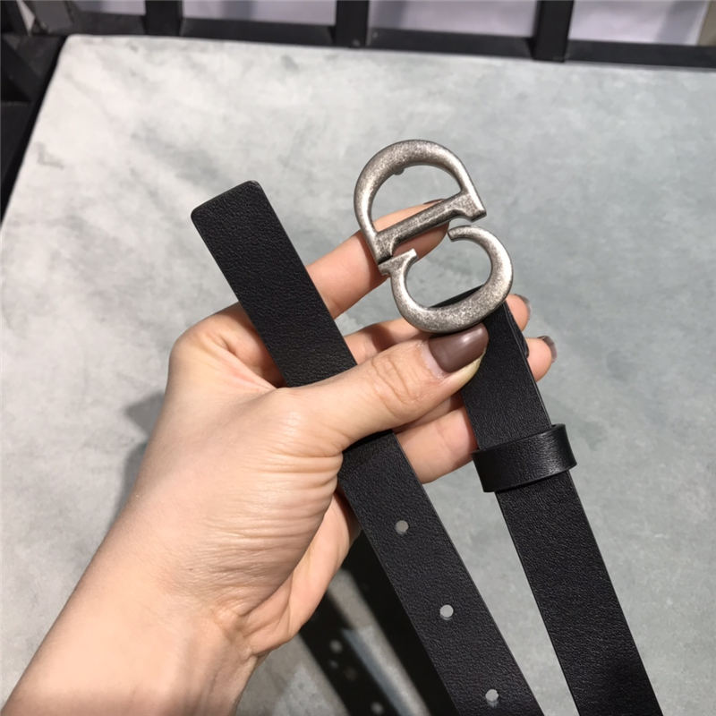 Dior SADDLE BELT 20MM Ultrasmooth Calfskin Black Anti-Silver High