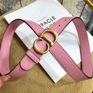 Dior SADDLE BELT 30MM Ultrasoft Calfskin Double Pink High