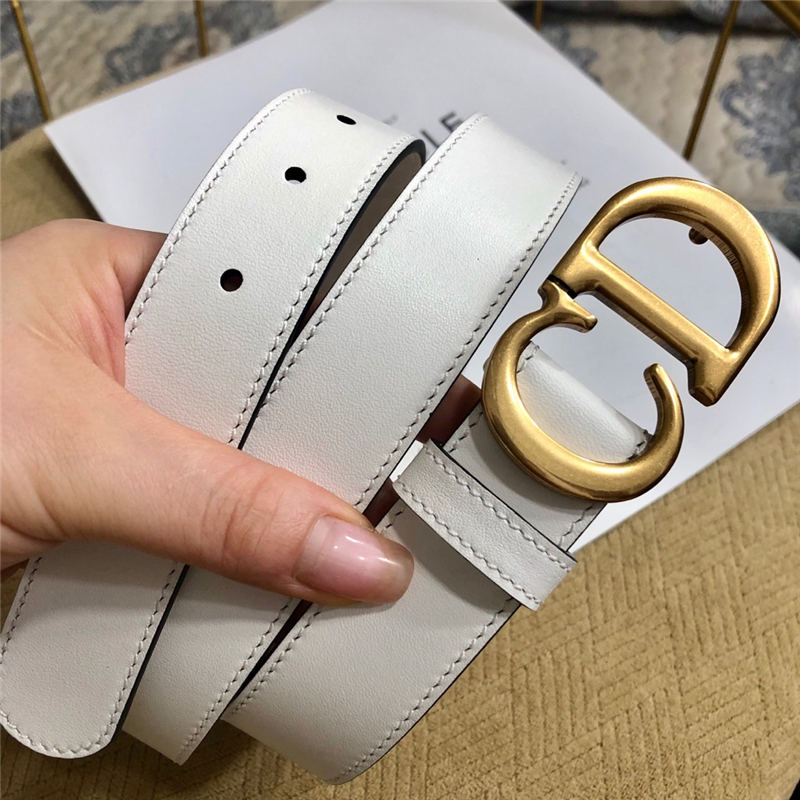 Dior SADDLE BELT 30MM Ultrasoft Calfskin Double White High