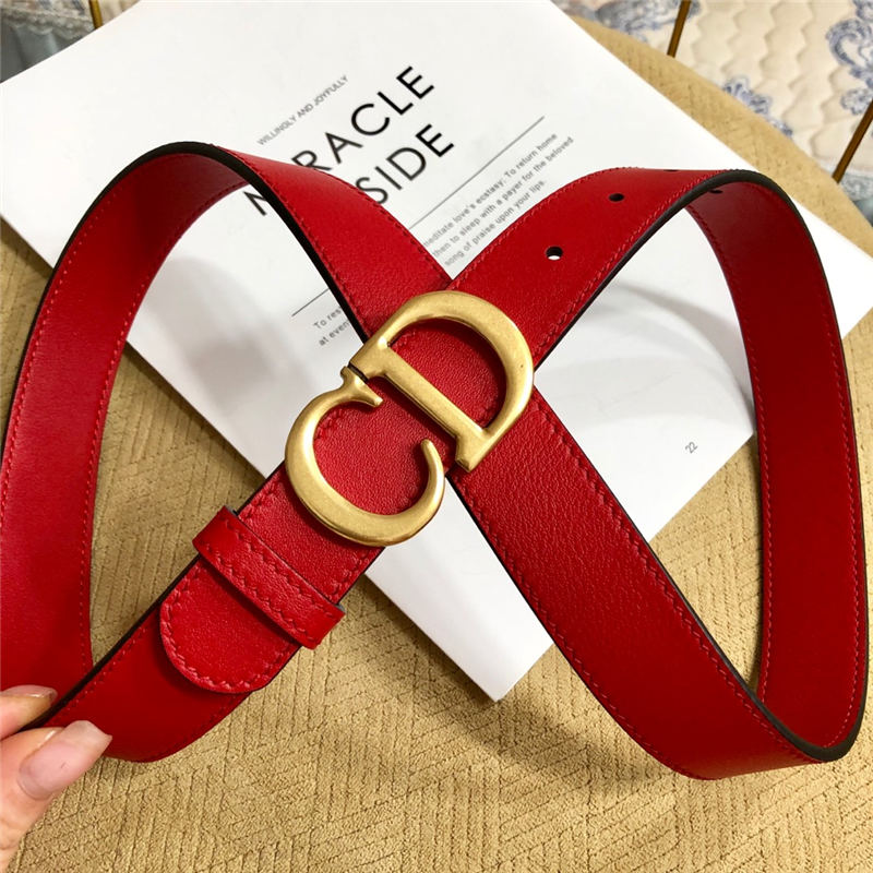 Dior SADDLE BELT 30MM Ultrasoft Calfskin Double Red High