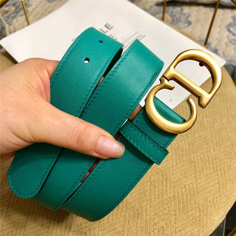 Dior SADDLE BELT 30MM Ultrasoft Calfskin Double Green High