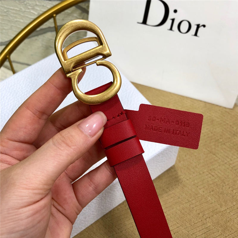 Dior SADDLE BELT 20MM Ultrasoft Calfskin Double Red High