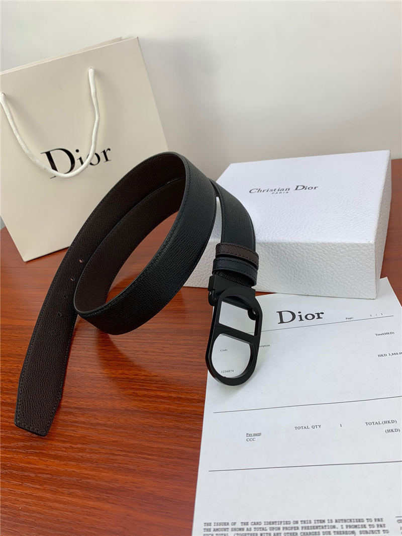 Dior CD BELT 35MM Epsom Calfskin Coffee/Black High