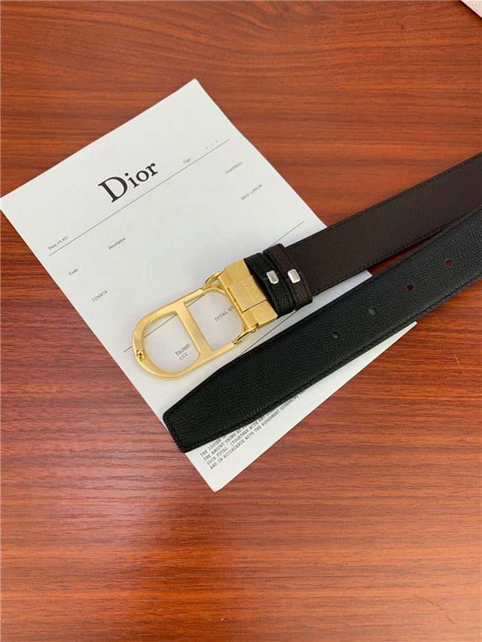 Dior CD BELT 35MM Epsom Calfskin Coffee/Black High