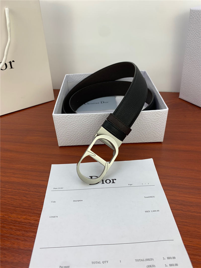 Dior CD BELT 35MM Epsom Calfskin Coffee/Black High