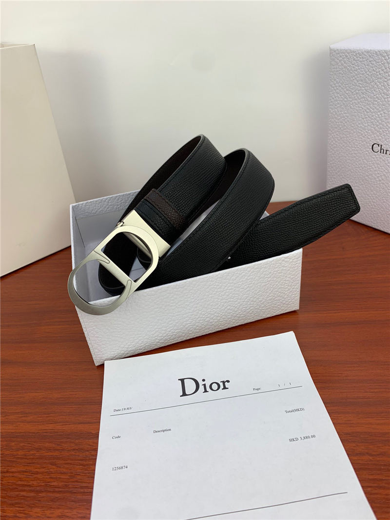 Dior CD BELT 35MM Epsom Calfskin Coffee/Black High