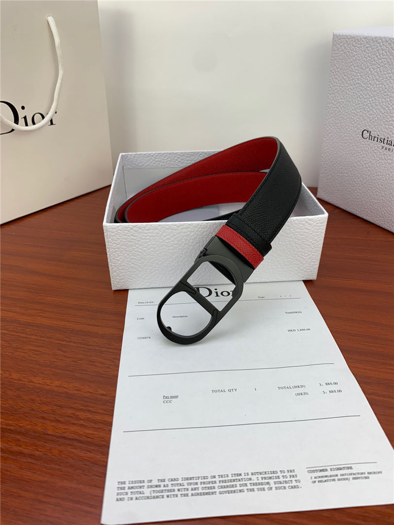 Dior CD BELT 35MM Epsom Calfskin Red/Black High