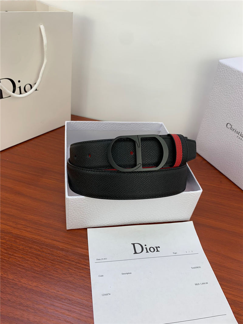 Dior CD BELT 35MM Epsom Calfskin Red/Black High