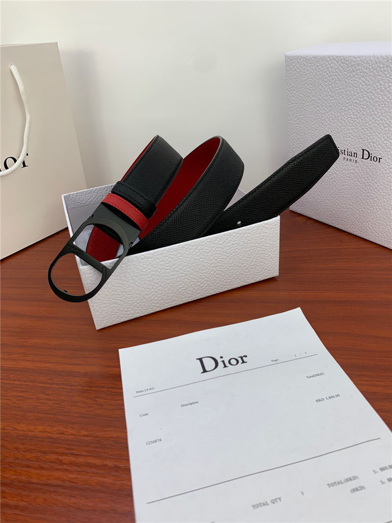 Dior CD BELT 35MM Epsom Calfskin Red/Black High