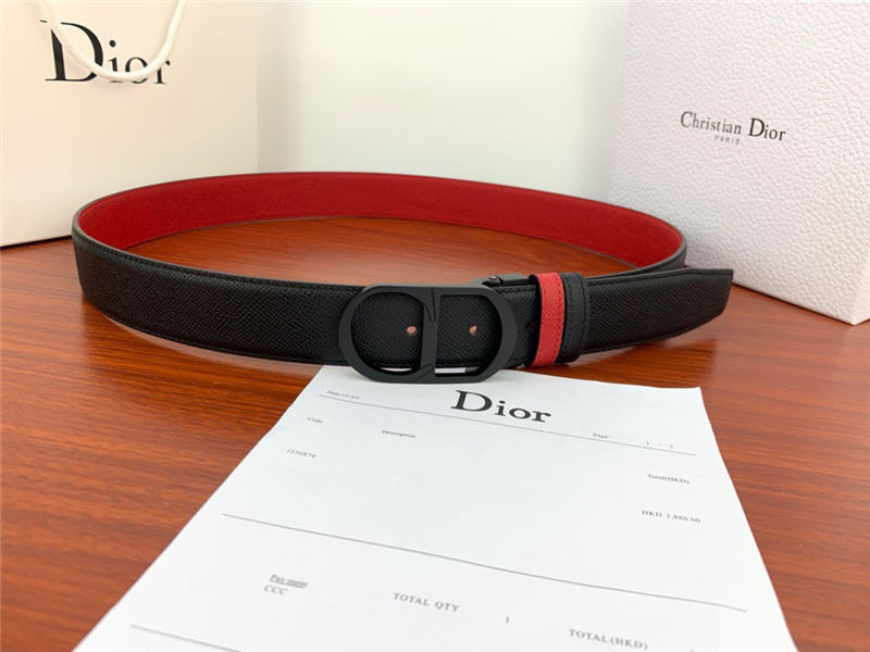 Dior CD BELT 35MM Epsom Calfskin Red/Black High