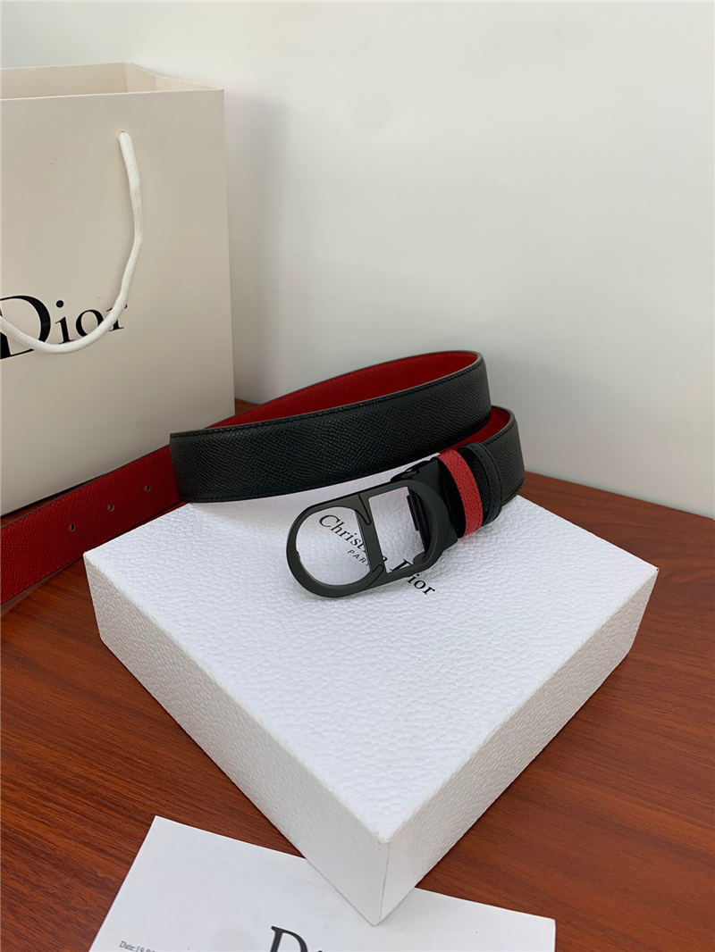 Dior CD BELT 35MM Epsom Calfskin Red/Black High