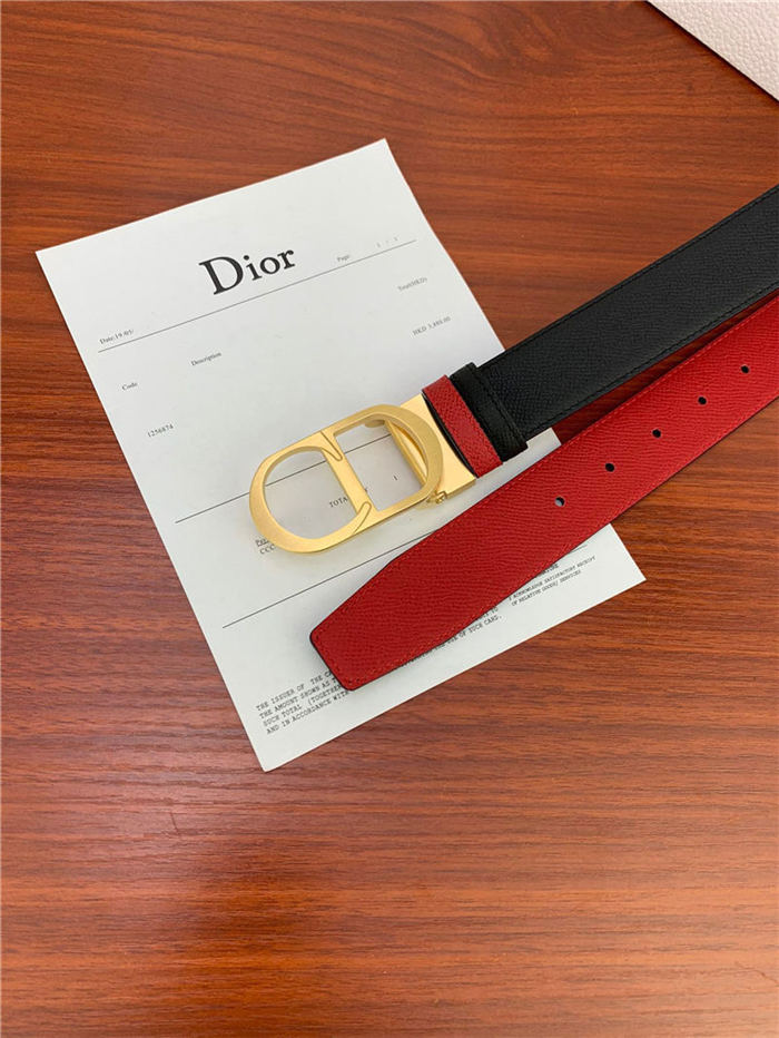 Dior CD BELT 35MM Epsom Calfskin Red/Black High