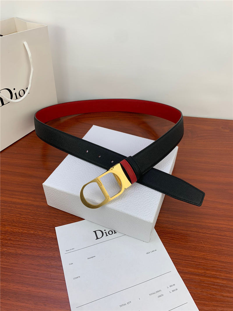 Dior CD BELT 35MM Epsom Calfskin Red/Black High