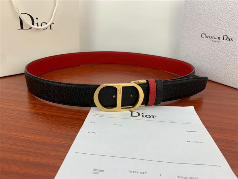 Dior CD BELT 35MM Epsom Calfskin Red/Black High