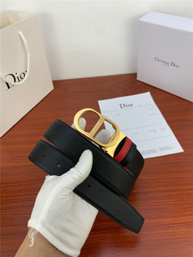 Dior CD BELT 35MM Epsom Calfskin Red/Black High