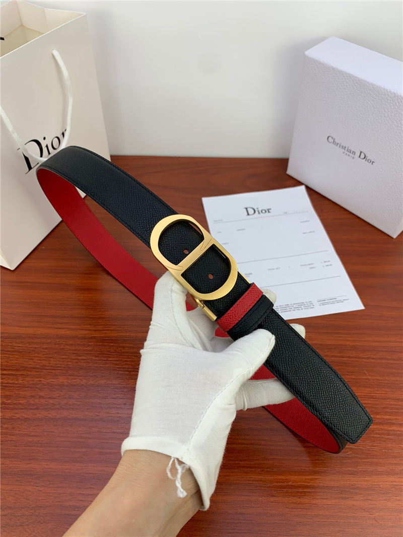 Dior CD BELT 35MM Epsom Calfskin Red/Black High