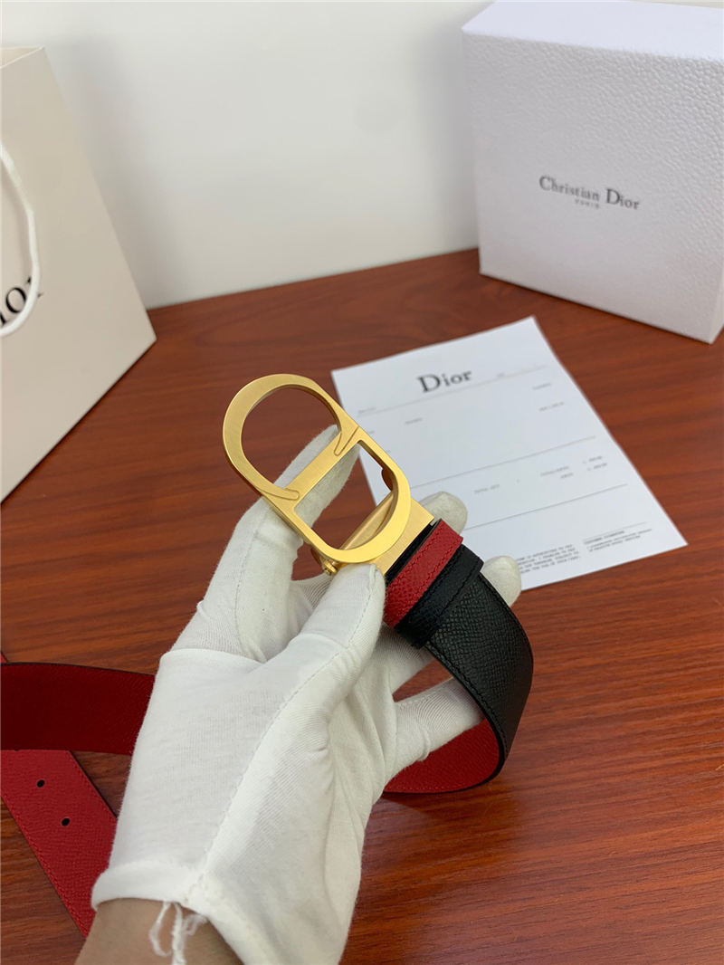 Dior CD BELT 35MM Epsom Calfskin Red/Black High