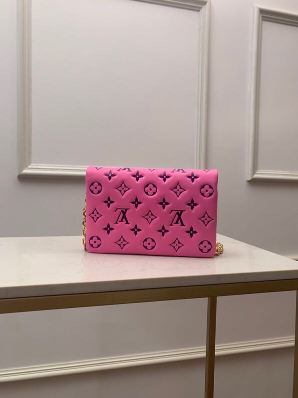 Louis Vuitton POCHETTE COUSSIN Monogram-embossed lambskin Pink/Purple M80745 High