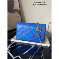 Louis Vuitton POCHETTE COUSSIN Monogram-embossed lambskin Blue/Red M80743 High