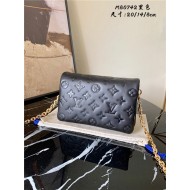 Louis Vuitton POCHETTE COUSSIN Monogram-embossed lambskin Black M80742 High