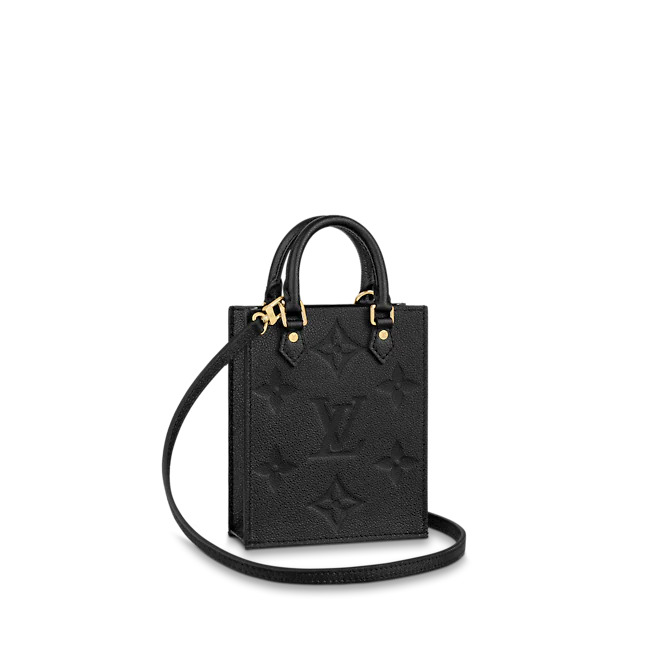 Louis Vuitton PETIT SAC PLAT Monogram Empreinte embossed supple grained cowhide leather Black M80478 High