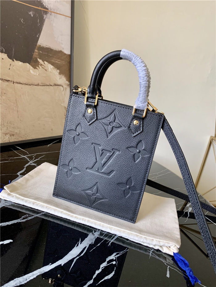 Louis Vuitton PETIT SAC PLAT Monogram Empreinte embossed supple grained cowhide leather Black M80478 High