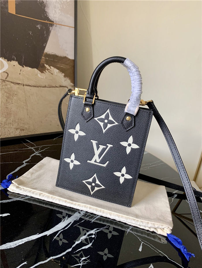 Louis Vuitton PETIT SAC PLAT Monogram Empreinte embossed supple grained cowhide leather Black M57937 High