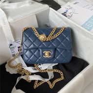 Chanel SUPERMINI FLAP BAG AS4040 Lambskin & Gold-Tone Metal Blue-Navy High