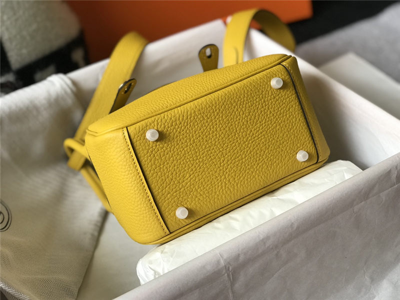 Hermes Lindy Mini Bag Calfskin Leather In Yellow High