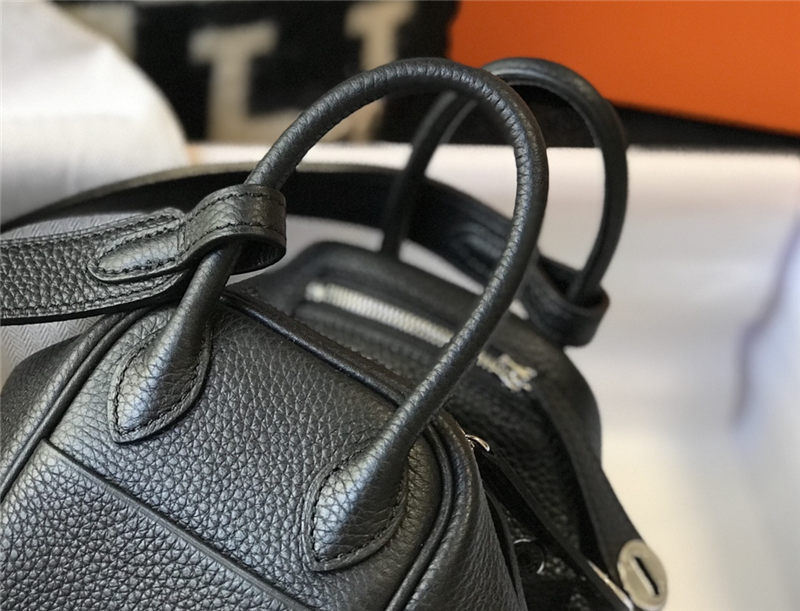 Hermes Lindy Mini Bag Calfskin Leather In Black High