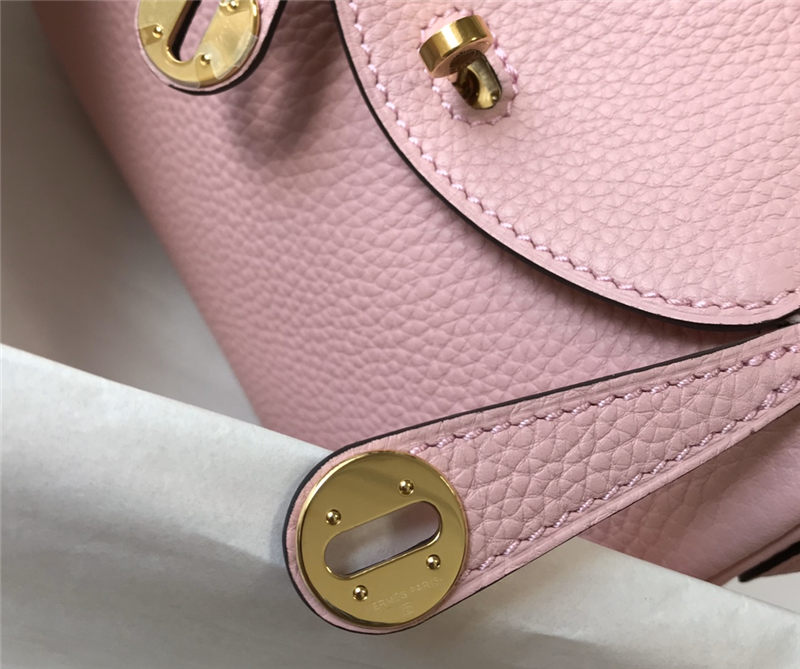 Hermes Lindy Mini Bag Calfskin Leather In Pink High