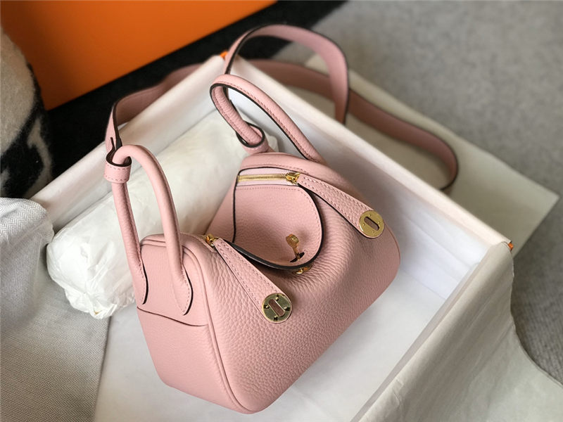 Hermes Lindy Mini Bag Calfskin Leather In Pink High