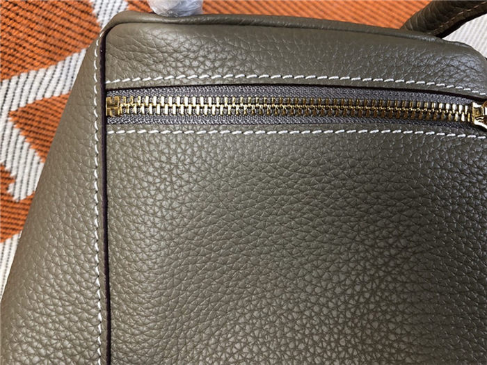 Hermes Lindy 26/30cm Bag Clemence Leather In Etoupe Gold-Metal High