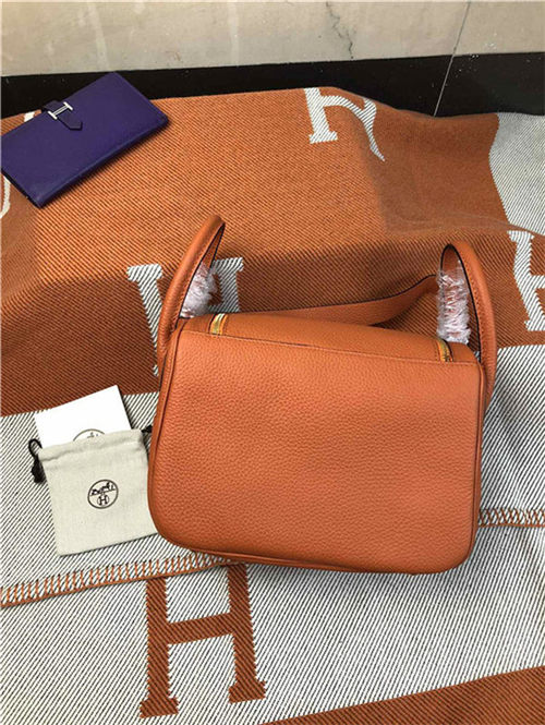 Hermes Lindy 26/30cm Bag Clemence Leather In Orange Gold-Metal High