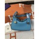 Hermes Lindy 26/30cm Bag Clemence Leather In Blue Gold-Metal High