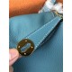 Hermes Lindy 26/30cm Bag Clemence Leather In Blue Gold-Metal High