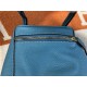 Hermes Lindy 26/30cm Bag Clemence Leather In Blue Gold-Metal High