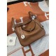 Hermes Lindy 26/30cm Bag Clemence Leather In Tan Gold-Metal High