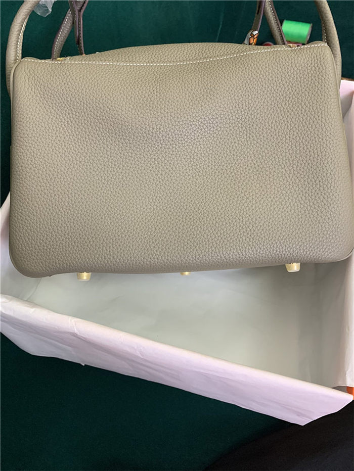 Hermes Lindy 26/30cm Bag Clemence Leather In Tourterelle Gold-Metal High