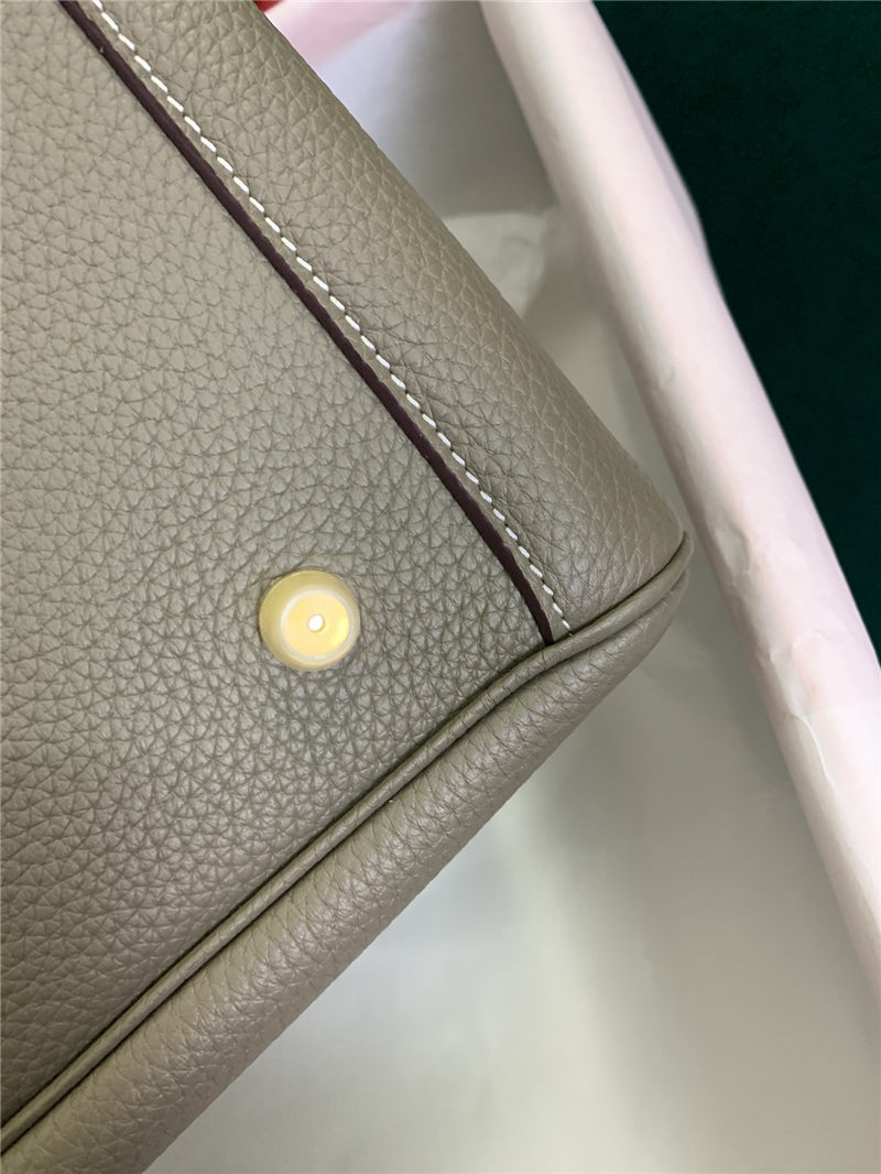 Hermes Lindy 26/30cm Bag Clemence Leather In Tourterelle Gold-Metal High