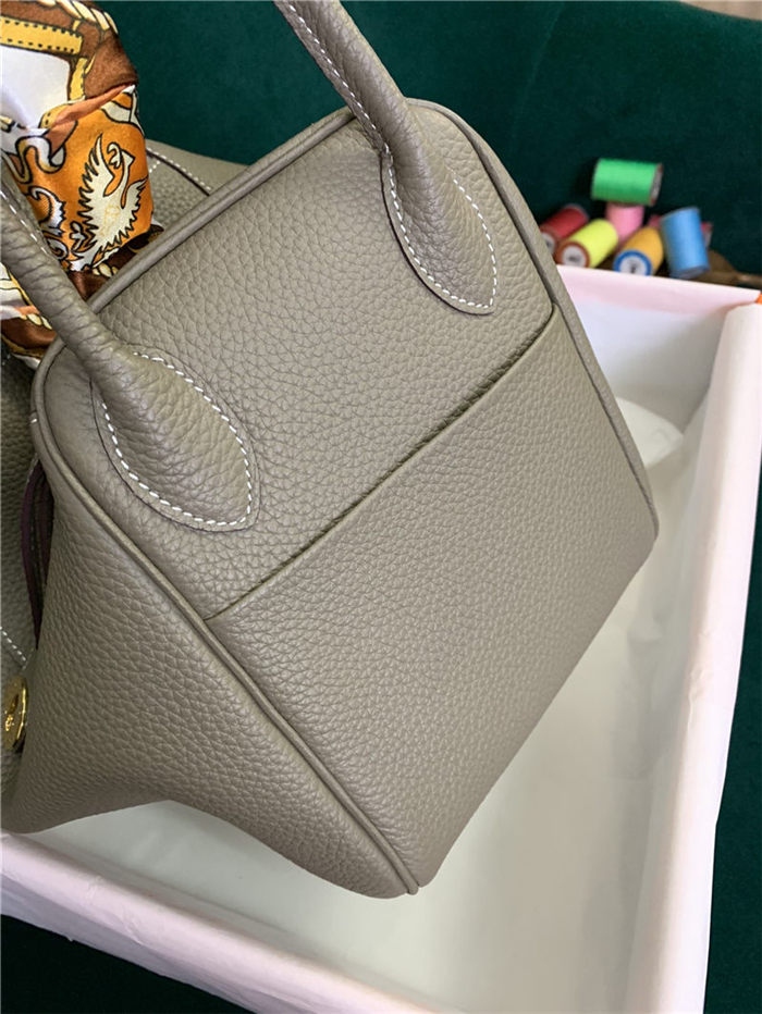 Hermes Lindy 26/30cm Bag Clemence Leather In Tourterelle Gold-Metal High