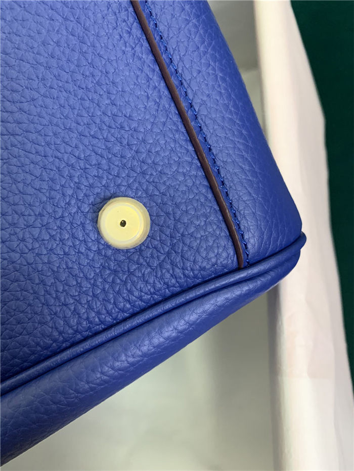 Hermes Lindy 26/30cm Bag Clemence Leather In Royal Blue Gold-Metal High