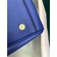 Hermes Lindy 26/30cm Bag Clemence Leather In Royal Blue Gold-Metal High