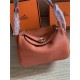 Hermes Lindy 26/30cm Bag Calfskin In Orange Gold/Silver-Metal High