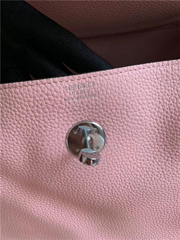 Hermes Lindy 26/30cm Bag Calfskin In Pink Gold/Silver-Metal High