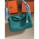 Hermes Lindy 26/30cm Bag Calfskin In Olive Gold/Silver-Metal High