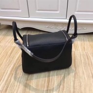 Hermes Lindy 26/30cm Bag Clemence Leather In Black Silver-Metal High