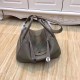 Hermes Lindy 26/30cm Bag Clemence Leather In Etoupe Silver-Metal High