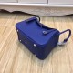 Hermes Lindy 26/30cm Bag Clemence Leather In Royal Blue Silver-Metal High