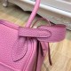 Hermes Lindy 26/30cm Bag Clemence Leather In Pink Silver-Metal High